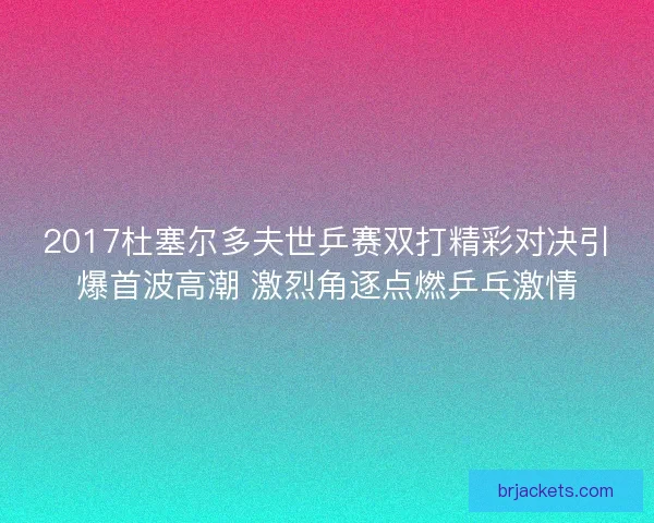 2017杜塞尔多夫世乒赛双打精彩对决引爆首波高潮 激烈角逐点燃乒乓激情